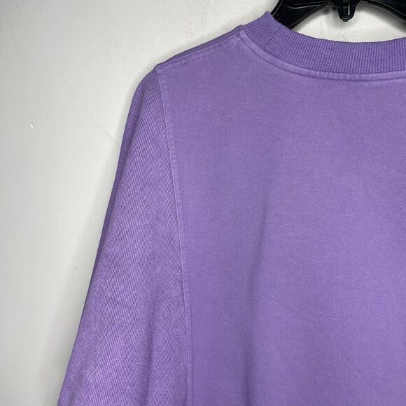 HERVE LEGER Dolman Sweatshirt Women Large Purple French Terry Cotton Crop Logo - Picture 11 of 16